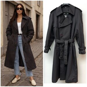 TIP TOP TAILORS | Vintage Charcoal Gray Oversized Fashionable Trench Coat